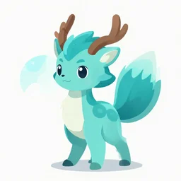 cyan cute spirit axie pet hits by tail, fantasy, studio ghibli, clean cel shaded vector art, style artstation, style greg rutkowski, octane render, unreal engine 6, epic game graphics, fantasy, conceptual art, ray tracing