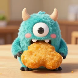 a chicken nugget that looks like a monster
