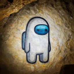 a cave painting of an among us crewmate