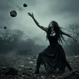 morbid woman throwing rocks action sequence
