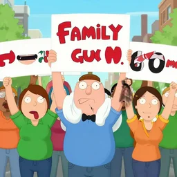 1 9 6 0 s protestors holding signs protesting against the tv show family guy
