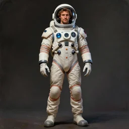 male, space suit, character sheet, concept art, stylized, large shoulders, short torso, long thin legs, cartoon proportions, concept design, by jean giraud