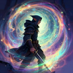 side profile, male goblin rogue, gloomhaven, luminescent, colorful swirly magic ripples, dreamy colors, by greg manchess, huang guangjian, gil elvgren, sachin teng, greg rutkowski, jesper ejsing, ilya kuvshinov