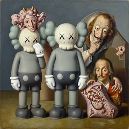 3 d letter a by kaws, james jean and salvador dali and shusei nagaoka, oil on canvas, surrealism, neoclassicism, renaissance, hyper realistic, cell shaded, 8 k