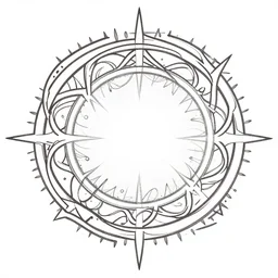 a circular vector tattoo design. art nouveau, spiky, curvilinear, recursive.