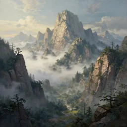 beautiful matte painting depicting a fantastic mountain landscape