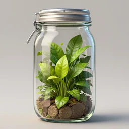 a glass jar filled with plants, highly detailed, digital art, sharp focus, trending on art station, illustration