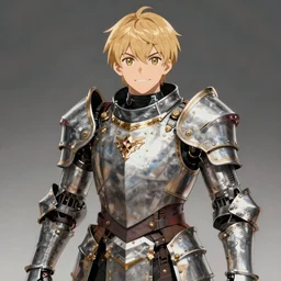 a robot wearing medieval armor in the style of anime, trending on artstation hq, 4 k, uhd, high quality