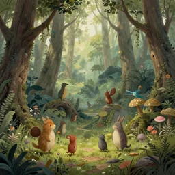 fantasy world of forest little creatures by Mark Ryden and Alex Gross, Todd Schorr highly detailed
