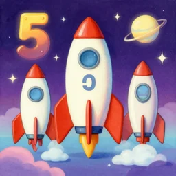 5 0's night retro - futurism by michael whelan and naomi okubo and dan mumford. cute 5 0's rockets. cel - shaded. glossy paint