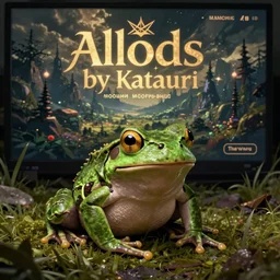 a frog, in concept art of main menu loading screen background. for russian mmorpg allods by katauri, by a freelance artist, artstation, behance