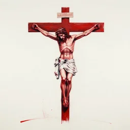 red bloody jesus christ crucified painted by cy twombly and andy warhol,