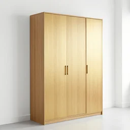 4 - door wardrobe, height 2 0 7 cm, width 2 4 0 cm, gold craft oak, white walls in the room