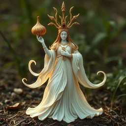 spirit of onion, goddess with onion motif, nature, mother nature