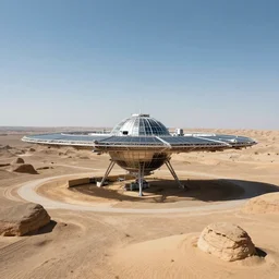 a huge ground space station sits on the ancient silk road, art by paul dainton