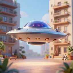 ufo in an apartment, photorealisitic, 3 d render, blender, featured on fartstation