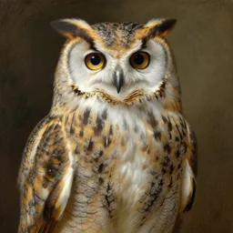 a depiction of an bear owl in the style of john singer sergeant