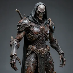 photo taken of an epic intricate, ultra detailed, super realistic gritty, hero prop, exquisitely weathered animatronic movie prop of a lifelike sculpture of a nightmarish lifesize version of the grim reaper creature created by weta workshop, portrait, photorealistic, sharp focus, soundstage studio, 4 0 0 0 k