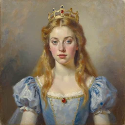 portrait of a majestic princess, oil on canvas, drawn by an amateur painter