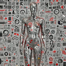 “ a beautiful mannequin covered in red and black 3 d printed wavetable synthesis, 4 k, photorealistic, octane render, volumetric lighting, hyper detailed, ”