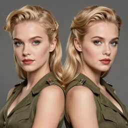 symmetrical!!!, looking at camera!!!, highly detailed german ww 2 pinup poster of beautiful blonde women wearing a dirndl, posing, the alps are in the background, in gta v, stephen bliss, unreal engine, fantasy art by greg rutkowski, loish, rhads, ferdinand knab, makoto shinkai and lois van baarle, ilya ku