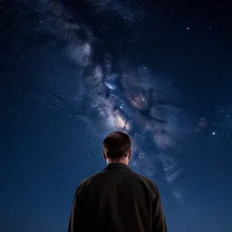 walter white enjoying the view of a vast glimmering night sky, high intricate details, rule of thirds, golden ratio, cinematic light, 8 k, octane render, anime style, graphic novel by fiona staples and dustin nguyen, art by beaststars and orange, peter elson, alan bean, studio ghibli, makoto shinkai