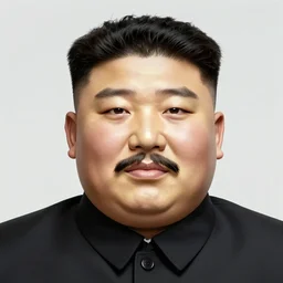 kim jong - un is put on a stalin mask, photo in color