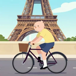 Mordecai from regular show riding a bicycle in paris