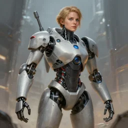 Dolores Abernathy leading the robot revolution, highly detailed, digital painting, artstation, concept art, 8K, art by George Lukas.