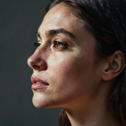 close up hyperrealist painting of the profile of Monica Bellucci by Marco Grassi