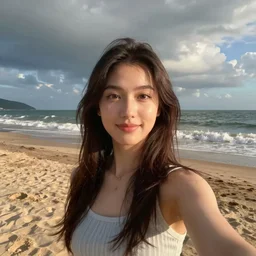 a wide angle selfie of me at the beach
