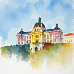 small centered on watercolor paper, paint brush strokes, abstract watercolor painting of lisbon palace, cinematic light, national romanticism by hans dahl, by jesper ejsing, by anders zorn, by greg rutkowski, by greg manchess, by tyler edlin