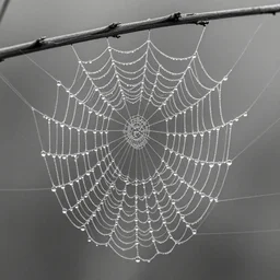 dewdrops on spiderweb, award winning black and white photography