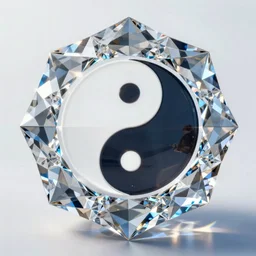 a symbol, a copy of a facsimile, never one - to - one, creation is in the entropy. mandala - yin - yang this side the hyperplane, seeing all sides a bit insane, perfect glass diamond a prison prisms light, sheen shine divine a mirror - box plight
