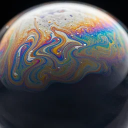 iridescent swirling surface of a soap bubble, full - screen, highly detailed