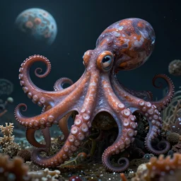 hyperdetailed photo of a anatomical octopus squeezing a unknown planet 8 k extremely detailed hd hyperrealism movie studio fx beautiful