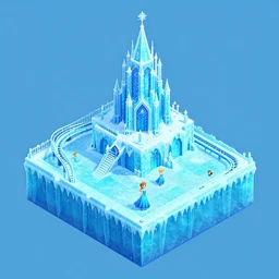 frozen, elsa's ice palace, dark ride, isometric 2. 5 d game level, myvmk, with detailed, clean, cartoon, pixar, disney, toon shader, arnold maya render, unreal engine, artgerm, artstation by miha rinne