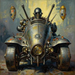 a dieselpunk painting in the style of donato giancola, and in the style of charlie bowater, and in the style of charles dulac. symmetry, smooth, sharp focus, semi - realism, intricate detail.