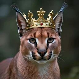 caracal, crown on his head, in crown, dressed in crown, crowned, has a crown, cinematic, high detail, cinematography, vfx, 8 k