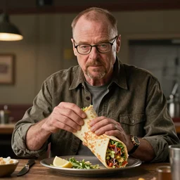 walter white making a burrito, concept art by senior character artist, cgsociety, photorealism, reimagined by industrial light and magic, rendered in unreal engine, official art