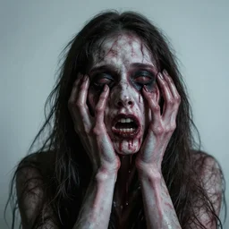 pure horror, a grotesque depiction of despair in its most raw form
