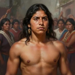 epic portrait of strong muscular rigoberta menchu explaining, guatemla, crowd for background, detailed, digital painting, artstation, concept art, donato giancola, joseph christian leyendecker, wlop, boris vallejo, breathtaking, high details, extremely detailed, sincere face, establishing shot, artistic, hyper realistic, beautiful face, octane render