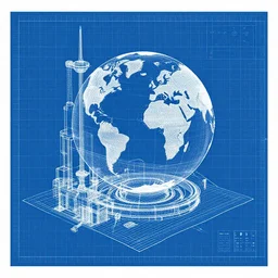 blueprint of the machine that saves the world, blue graph paper