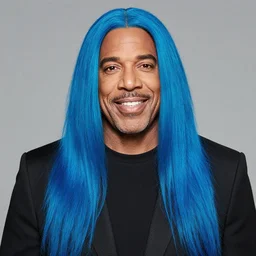 steve harvey with long blue hair