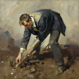 jon taffer immersed in sludge, painting by jc leyendecker!! phil hale!, angular, brush strokes, painterly, vintage, crisp