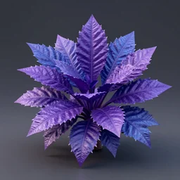 a purple and blue sterlizia with lots of leaves, a computer rendering by jonathan zawada, pelton, featured on polycount, computer art, rendered in cinema 4 d, octane render, rendered in maya
