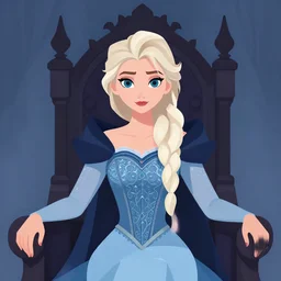 a beautiful digital illustration of gothic elsa, shoulder length hair, gothic princess royal portrait on a throne, flat art, sharp focus, ilya kuvshinov