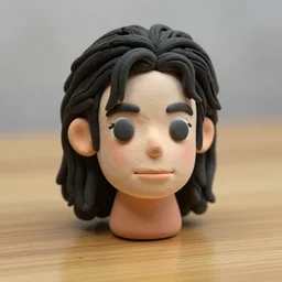michael jackson!!! smooth specular clay! extremely close smooth specular sculpted headshot of michael jackson , soft light, fog , on wooden table. style: claymation puppet kids clay , by guldies