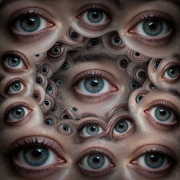 eyes so many eyes lots of eyes staring uncomfortable psycadalic surreal bending waves of eyes and painful dark horrid