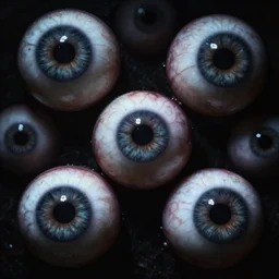 eyes and creepy eyeballs in the complete black darkness, trending on artstation, horror cg, hq